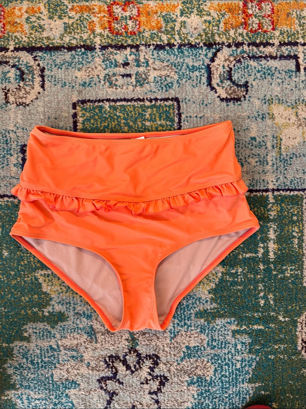 kortni Jeane orange ruffle buttons medium